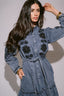 FLORAL COSMOS DENIM VESTIDO