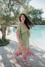 CURACAO GREEN SLEEVES LONG DRESS