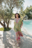 CURACAO GREEN SLEEVES LONG DRESS