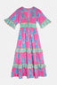 PINK PINEAPPLE LONG DRESS WITH LONG SLEEVES