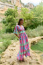 PINK PINEAPPLE LONG DRESS WITH LONG SLEEVES